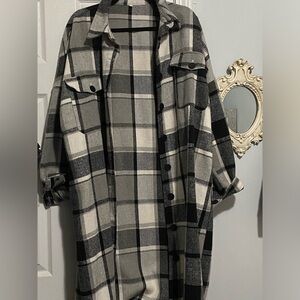 ECU XXL extra long flannel shacket with pockets